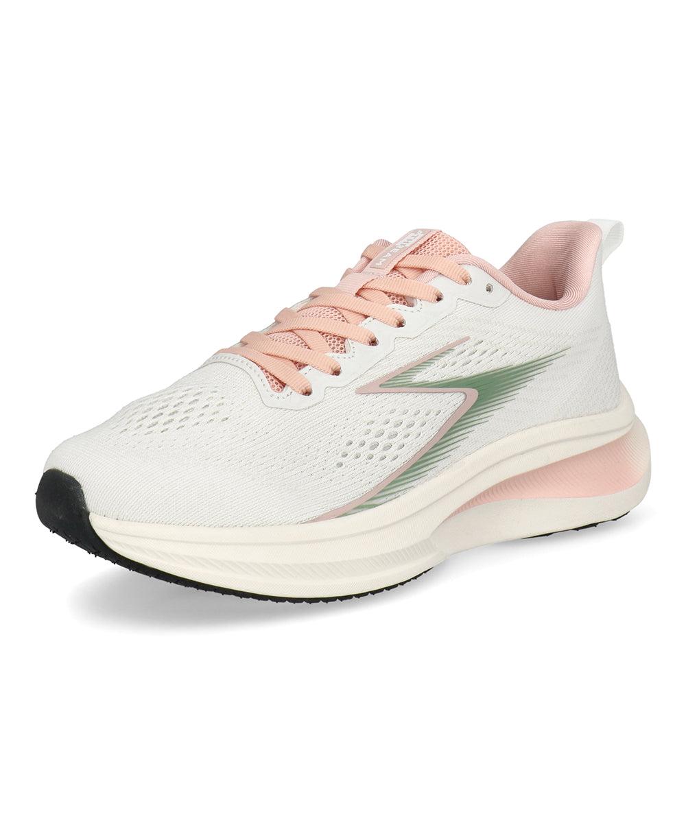 ATHREAM アスリーム レディース ランニングシューズ【軽量/幅広4E/滑りにくい/高反発クッション】レディーススニーカー 874610 アイボリー/コンビ