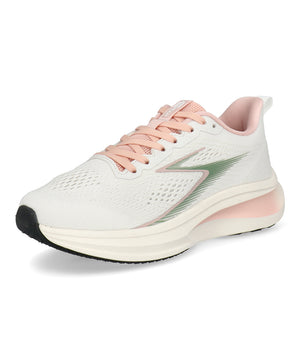 ATHREAM アスリーム レディース ランニングシューズ【軽量/幅広4E/滑りにくい/高反発クッション】レディーススニーカー 874610 アイボリー/コンビ
